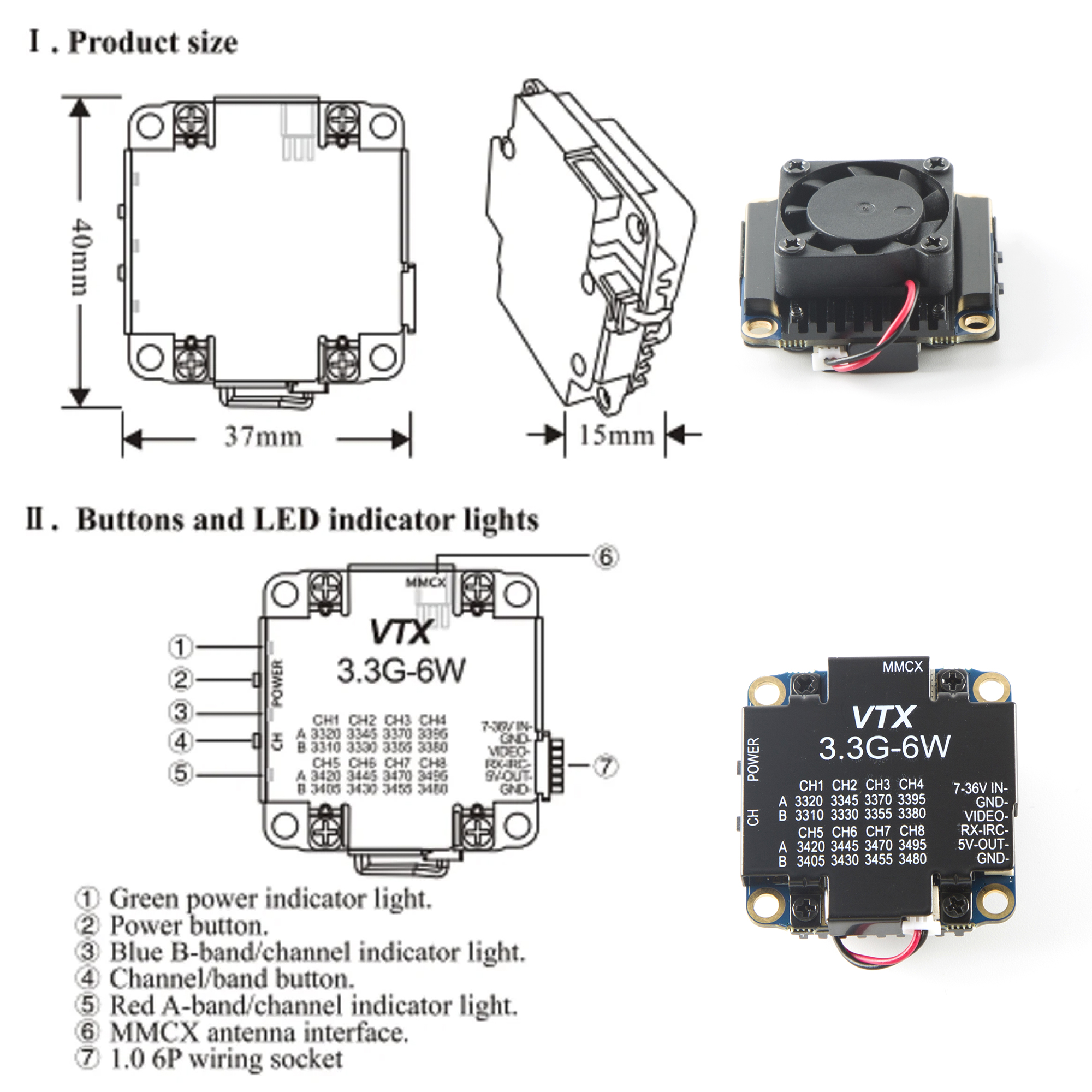 FPV Video Transmitter 3.3G 6W  – Fpv Drone Vtx Bewertung und Preis